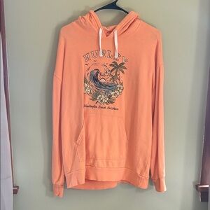 Hurley Peach Pullover Hoodie with Surf Graphic